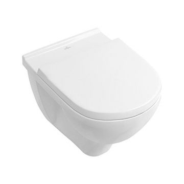 Set vas WC suspendat O.Novo, Villeroy & Boch, direct flush, cu capac soft close si quick release, finisaj alb