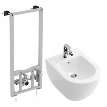 Set bideu Villeroy-Boch Subway 2.0 suspendat + cadru bideu incastrat Ideal Standard