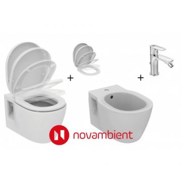 Set vas Wc Connect + capac cu inchidere lenta + bideu + baterie bideu