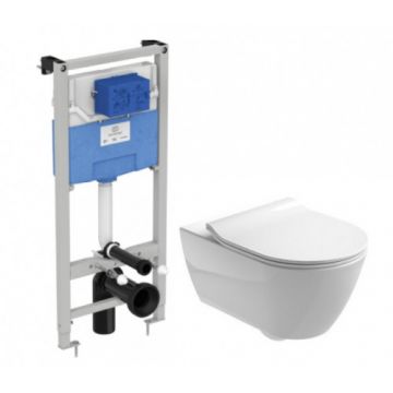 Set vas Wc Gala Emma Rounded suspendat Rimeless cu capac si rezervor Prosys 120 incastrat