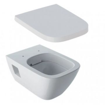 Set vas Wc Geberit Selnova Square Rimfree suspendat cu capac soft-close