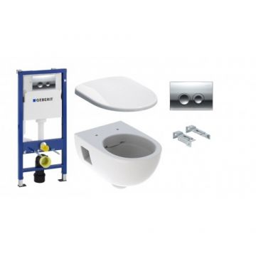 Set vas Wc Geberit Selnova suspendat cu capac soft-close si rezervor incastrat Delta