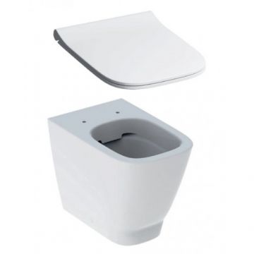 Set vas Wc Geberit Smyle Square Back-to-Wall Rimfree stativ cu capac soft-close