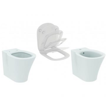 Set vas Wc Ideal Standard Connect Air Aquablade stativ cu capac soft-close si bideu