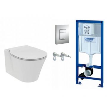 Set vas Wc Ideal Standard Connect Air + Capac soft-close + rezervor incastrat Grohe Rapid SL + clapeta Skate Cosmo crom