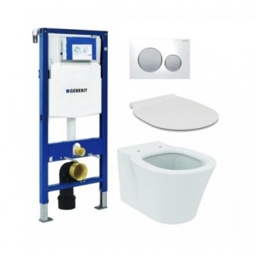 Set vas Wc Ideal Standard Connect Air cu capac soft-close si rezervor incastrat Geberit Duofix Sigma cu clapeta Sigma 20