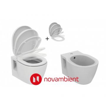 Set vas Wc Ideal Standard Connect + capac cu inchidere lenta + bideu