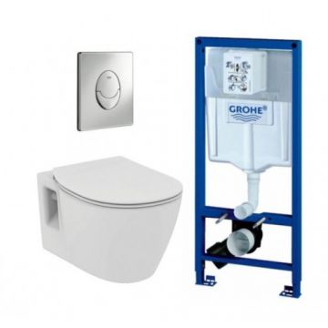 Set vas Wc Ideal Standard Connect cu capac si rezervor incastrat Grohe Rapid SL cu clapeta Skate Air