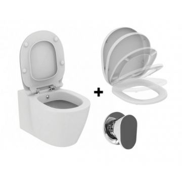 Set vas Wc Ideal Standard Connect cu functie de bideu + capac soft-close + baterie Omega OM646 Daniel Rubinetterie