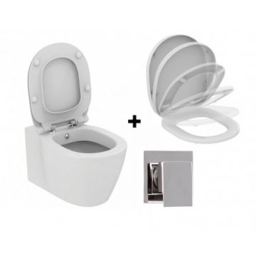 Set vas Wc Ideal Standard Connect cu functie de bideu + capac soft-close + baterie Skyline Daniel Rubinetterie