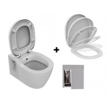 Set vas Wc Ideal Standard Connect cu functie de bideu si capac soft-close + baterie Skyline Daniel Rubinetterie