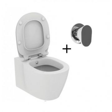 Set vas Wc Ideal Standard Connect cu functie de bideu suspendat + baterie bideu Daniel Omega