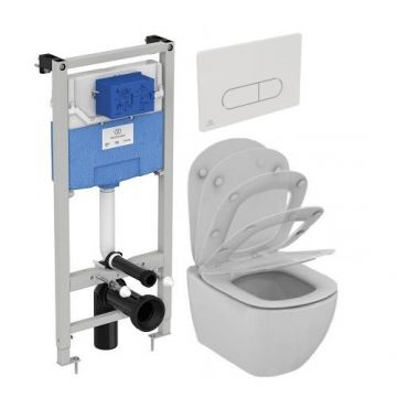 Set vas Wc Ideal Standard Tesi Aquablade + capac soft-close + rezervor incastrat Prosys 120+ clapeta Oleas M1