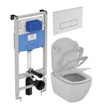 Set vas Wc Ideal Standard Tesi Aquablade + capac soft-close + rezervor incastrat Prosys 120+ clapeta Oleas M2 crom