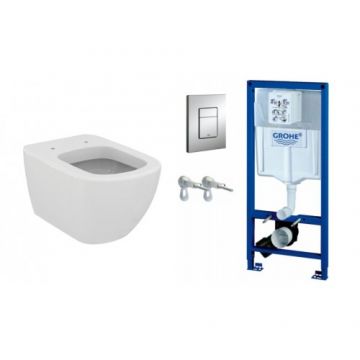 Set vas Wc Ideal Standard Tesi + Rezervor incastrat Grohe Rapid SL cu clapeta Skate Cosmo crom si set fixare