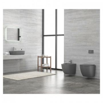 Set vas Wc Karag Milos Rimless cu capac soft-close - Culoare Gri