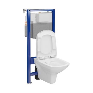 Set vas wc suspendat Carina CleanOn cu capac soft close si rezervor incastrat C37 Aqua 50