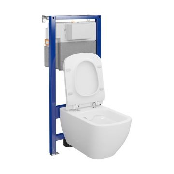 Set vas wc suspendat Virgo CleanOn cu capac soft close si rezervor incastrat C27 Aqua 50 pneumatic