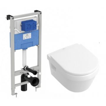 Set vas Wc Villeroy & Boch Omnia Architectura DirectFlush suspendat cu capac soft-close si rezervor Ideal Standard