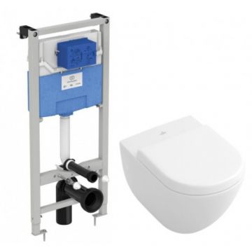 Set vas Wc Villeroy & Boch Subway 2.0 cu Direct Flush suspendat cu capac soft-close si rezervor Ideal Standard