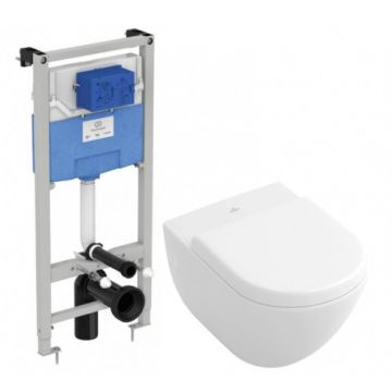 Set vas Wc Villeroy & Boch Subway suspendat cu capac si rezervor incastrat Ideal Standard