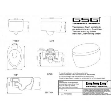 Vas Wc GSG Touch suspendat - Culoare 016 miele matt