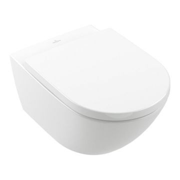 Vas WC suspendat, Villeroy & Boch, Subway 3.0, cu Twist Flush si capac cu soft close si quick release, alb