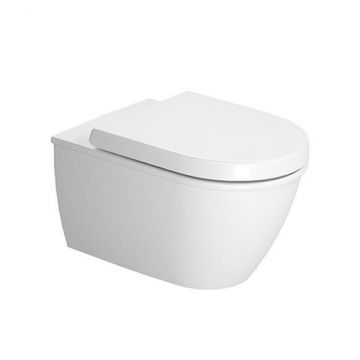 Set vas WC suspendat Duravit Darling New Rimless 54cm si capac cu inchidere lenta