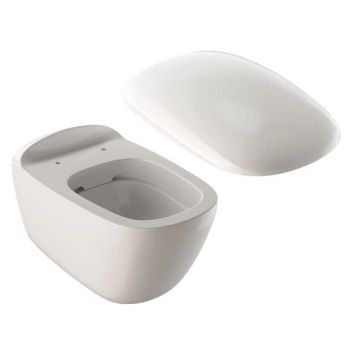 Set vas wc suspendat Geberit Citterio Rimfree 56cm KeraTect si capac cu inchidere lenta alb