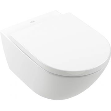 Set vas WC suspendat Villeroy & Boch Subway 3.0 TwistFlush cu capac inchidere lenta finisaj CeramicPlus