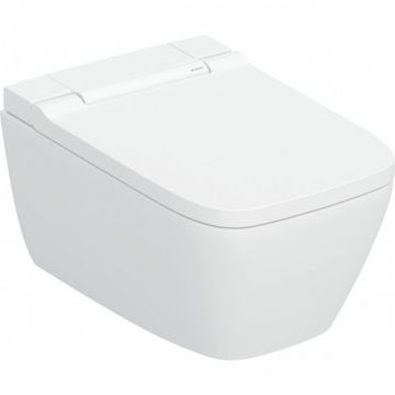 Vas wc suspendat cu capac soft-close si functie de bideu Geberit Aquaclean Sela Square - Culoare Alb pal